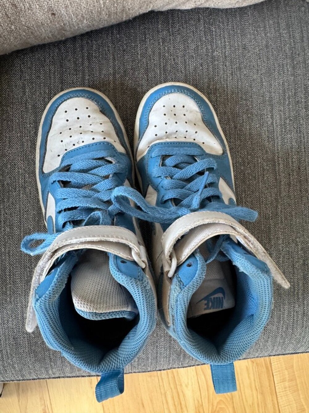 Nike Court Borough Mid 2 White University Blue Kids 4Y - Picture 2 of 8
